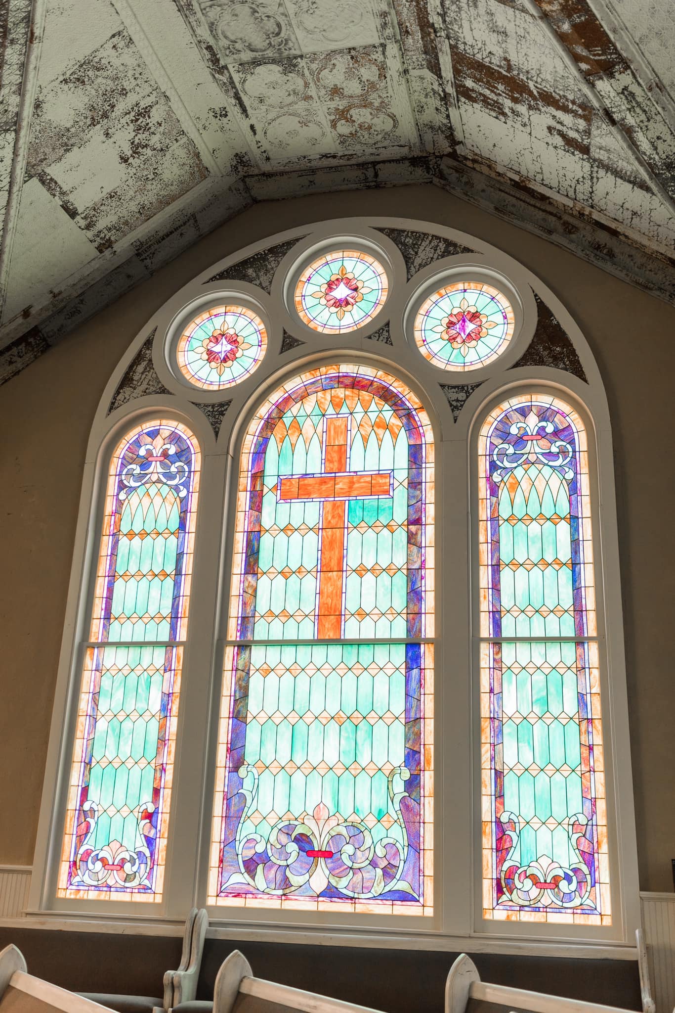 large stained glass windows in church